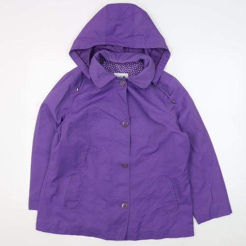 Marks and Spencer Women's Purple Hooded Rain Coat Size 14