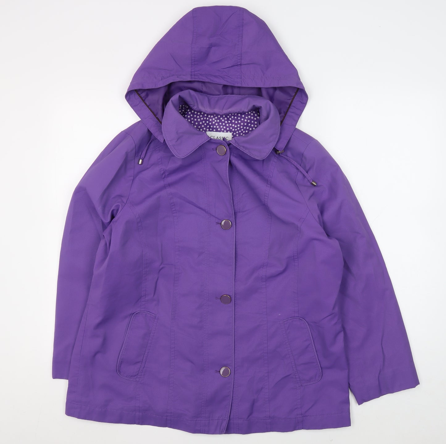 Marks and Spencer Women's Purple Hooded Rain Coat Size 14