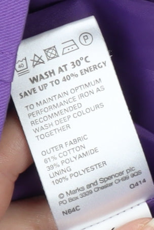 Marks and Spencer Women's Purple Hooded Rain Coat Size 14