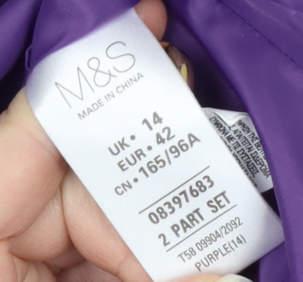 Marks and Spencer Women's Purple Hooded Rain Coat Size 14