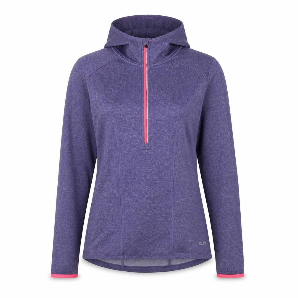 Front view of Champion Women's Purple 1/4 Zip Hoodie
