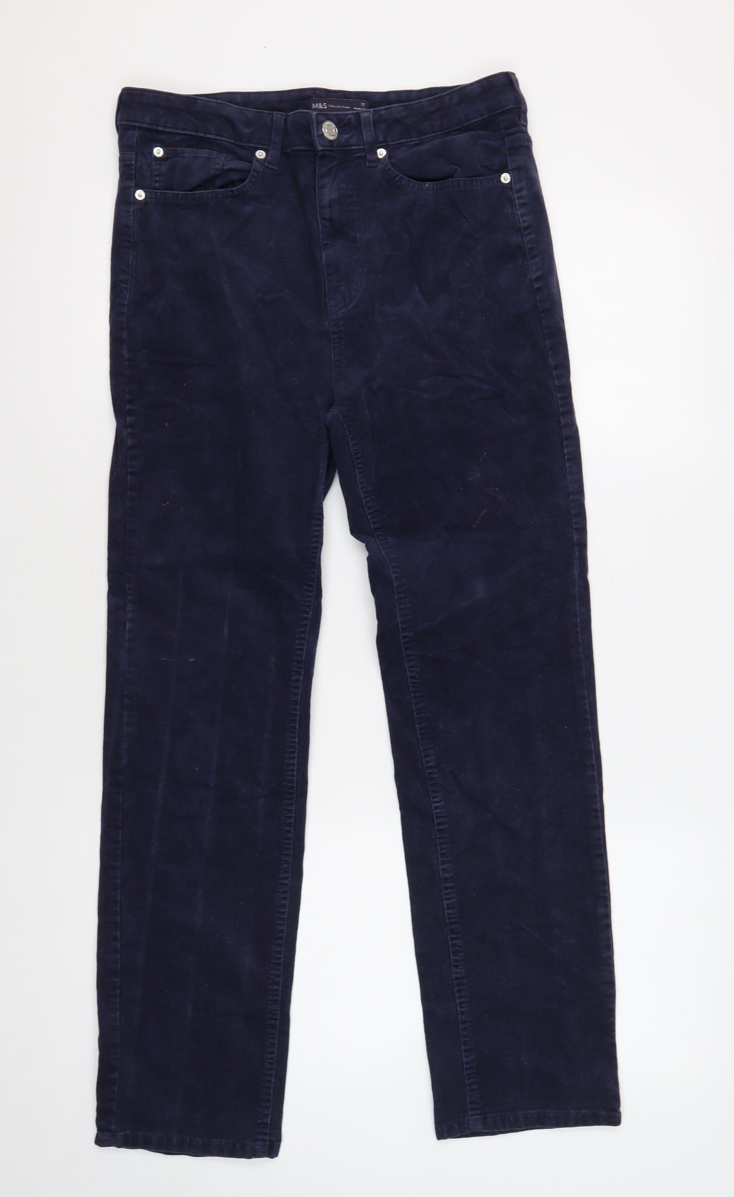 M&S Women's Blue Corduroy Trousers Size 12