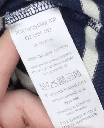 Seasalt Women's Blue Striped Long Sleeve Top Size 12