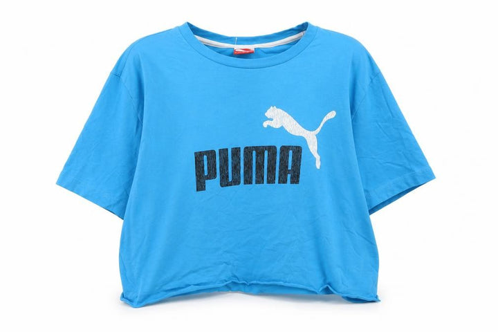 Front view of Puma unisex blue xl basic t-shirt, breathable, sports
