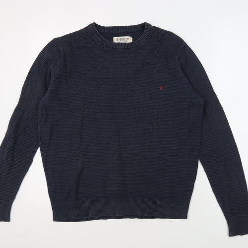 Farah Men's Blue Crew Neck Pullover M