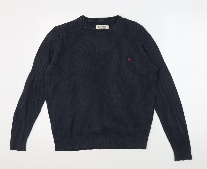 Farah Men's Blue Crew Neck Pullover M