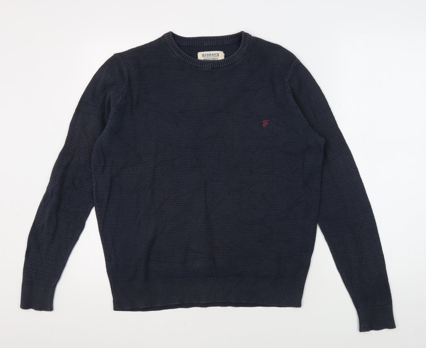 Farah Men's Blue Crew Neck Pullover M