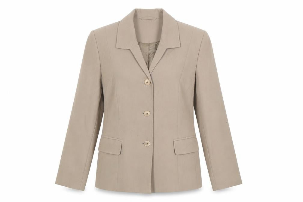 Front view of Eastex Beige Women's Suit Jacket, size 12, Regular