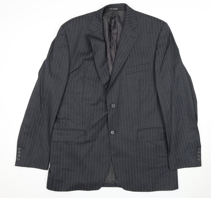 Jeff Banks Men's Grey Striped Suit Jacket, Size 42L, Formal