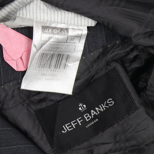 Jeff Banks Men's Grey Striped Suit Jacket, Size 42L, Formal