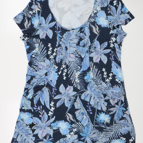 Joyful Fun Blue Floral Shift Dress for Women Size 16