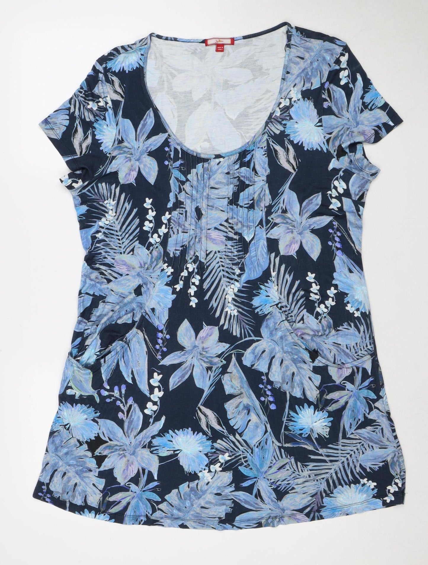 Joyful Fun Blue Floral Shift Dress for Women Size 16