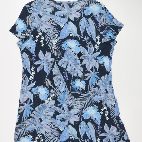 Joyful Fun Blue Floral Shift Dress for Women Size 16