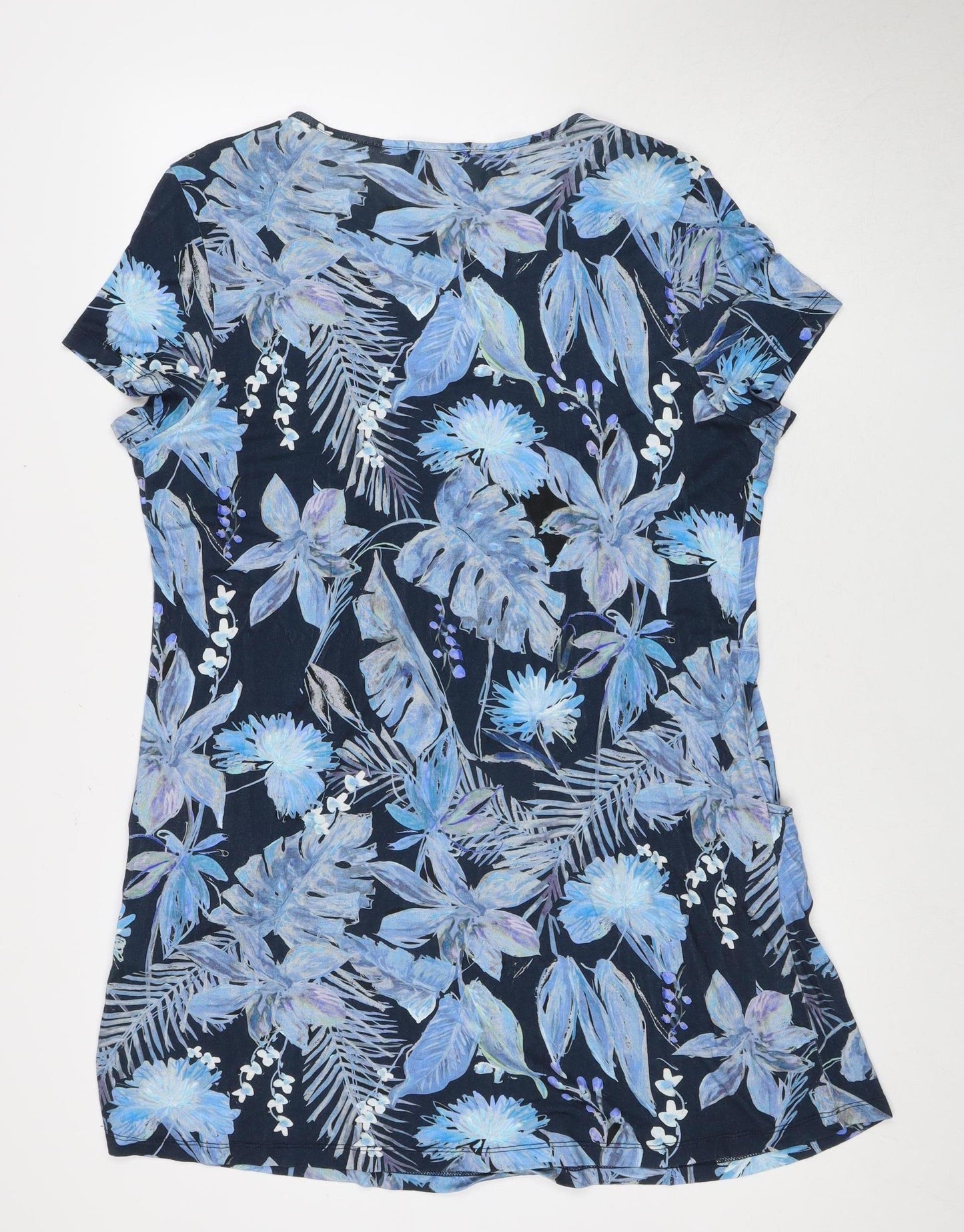 Joyful Fun Blue Floral Shift Dress for Women Size 16