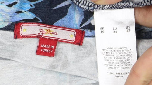 Joyful Fun Blue Floral Shift Dress for Women Size 16