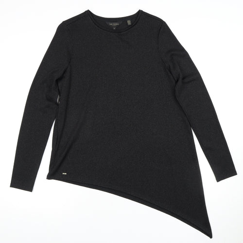 Ted Baker Women's Black Asymmetrical T-Shirt Size 8