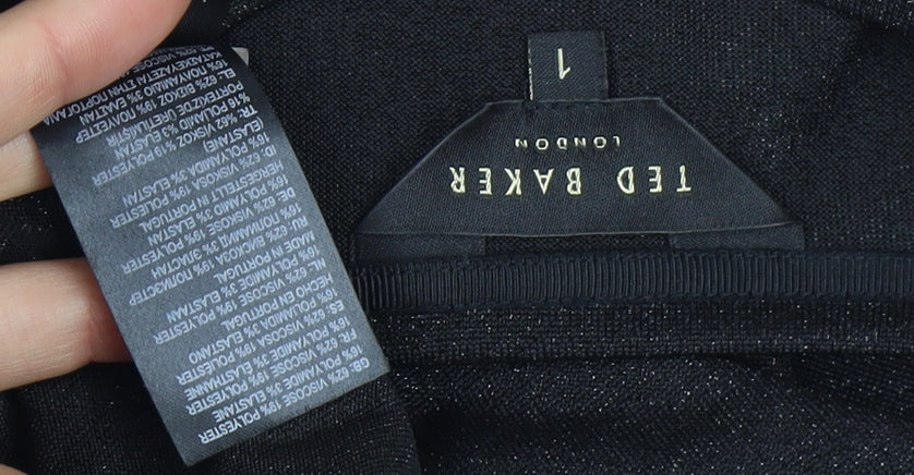 Ted Baker Women's Black Asymmetrical T-Shirt Size 8