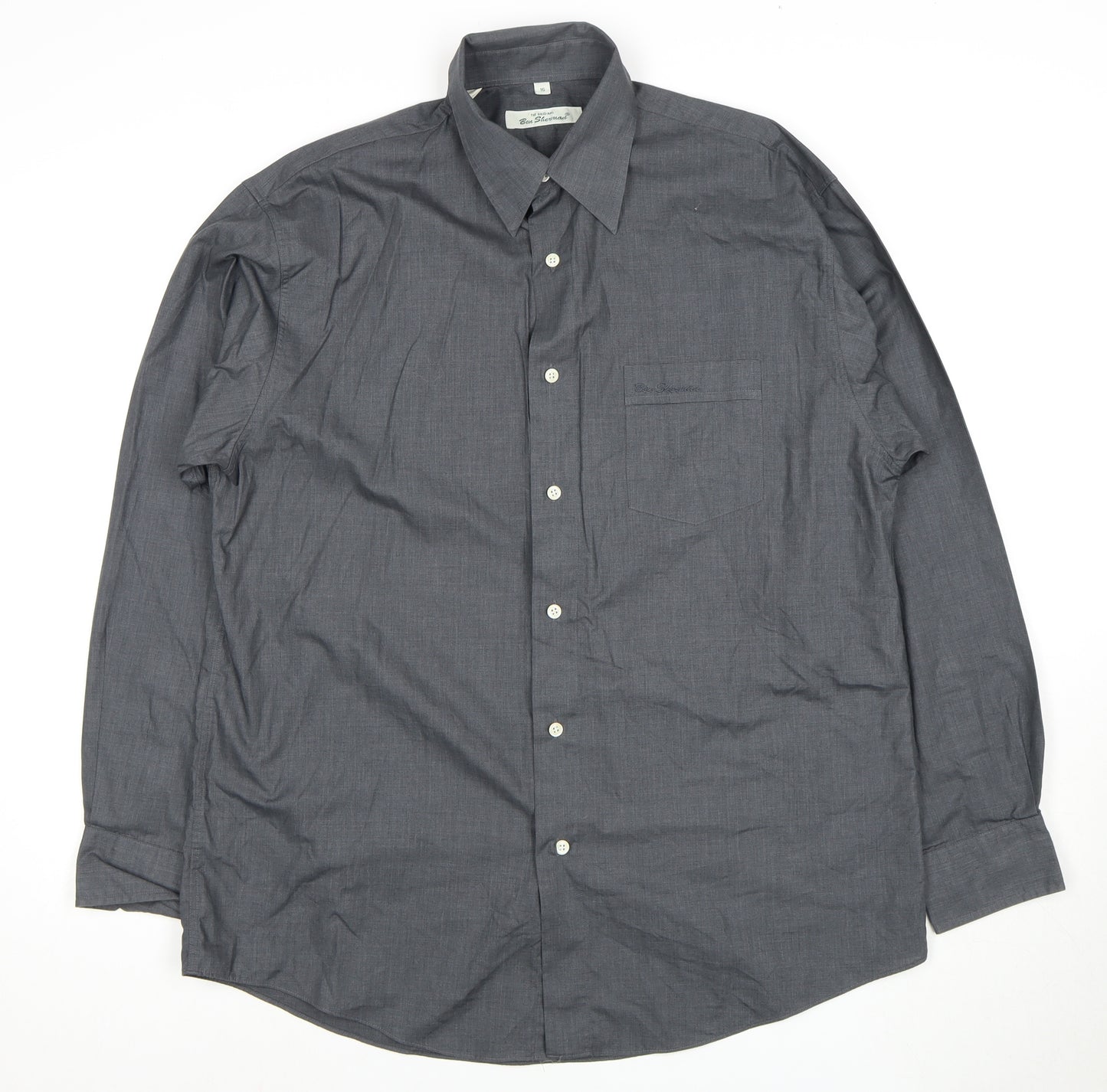 Ben Sherman Men's Grey Dress Shirt 16 Long Sleeve Classic