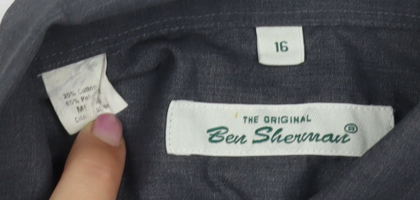 Ben Sherman Men's Grey Dress Shirt 16 Long Sleeve Classic