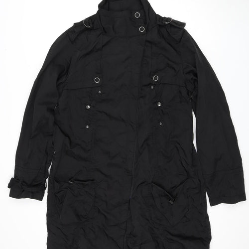 Red Herring Black Hooded Parka Jacket Size 14 Women's