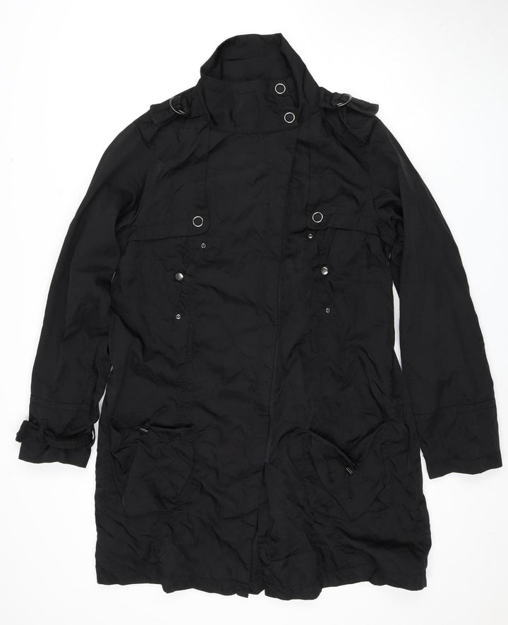 Red Herring Black Hooded Parka Jacket Size 14 Women's
