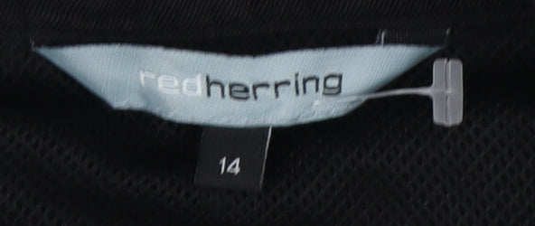 Red Herring Black Hooded Parka Jacket Size 14 Women's