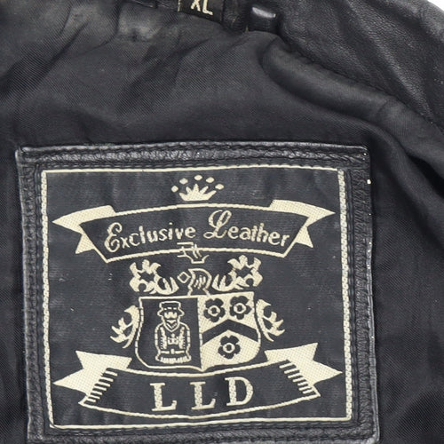 LLD Women's XL Black Leather Long Overcoat