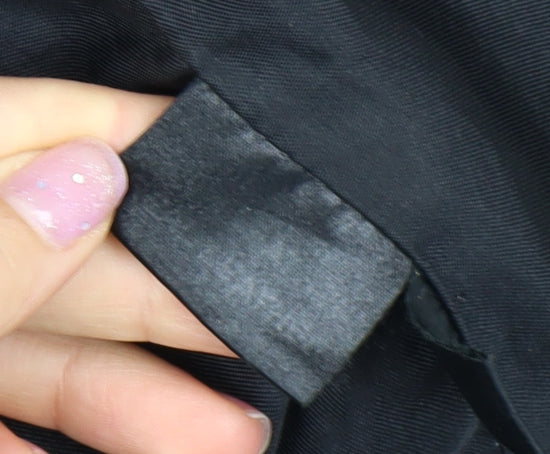 LLD Women's XL Black Leather Long Overcoat