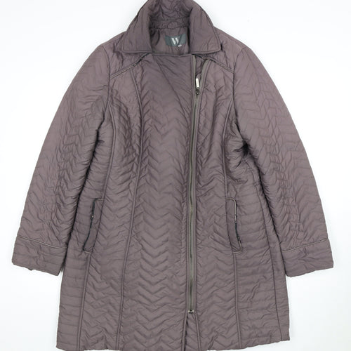BHS Women's Brown Quilted Mid-Length Coat Size 16