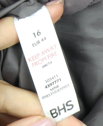 BHS Women's Brown Quilted Mid-Length Coat Size 16