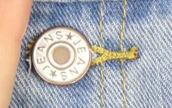 Women's Light Blue Straight Denim Jeans, L, Button Accents