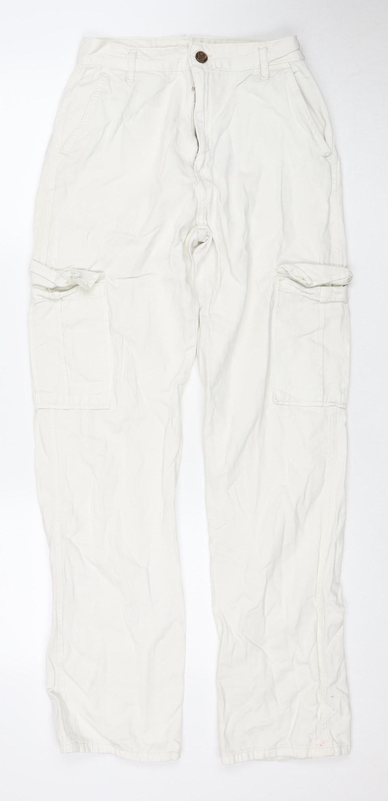Women's White Cargo STR Trousers UK 8