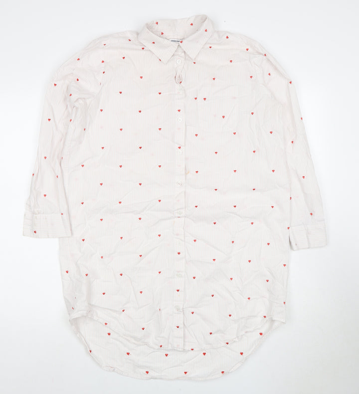 Lands' End Women's Petite White Polka Dot Shirt Dress