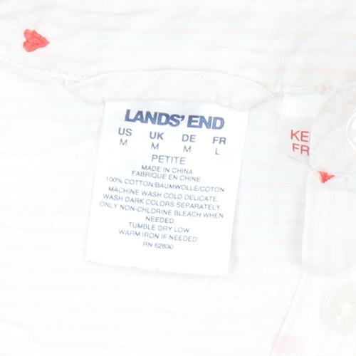 Lands' End Women's Petite White Polka Dot Shirt Dress