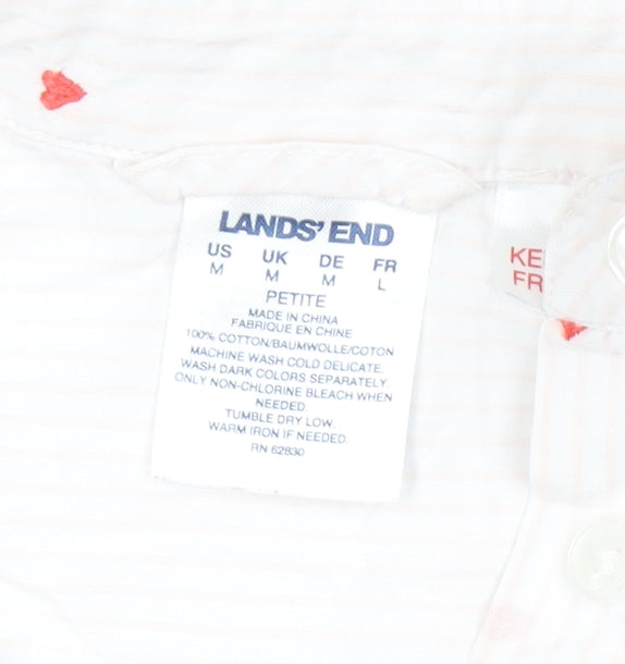 Lands' End Women's Petite White Polka Dot Shirt Dress