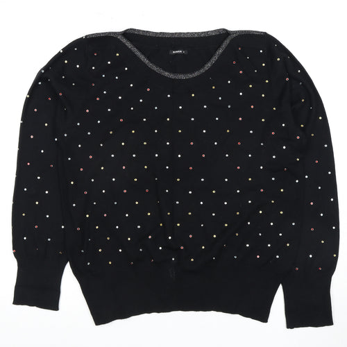 Roman Women's Black Knit T-Shirt Size 8