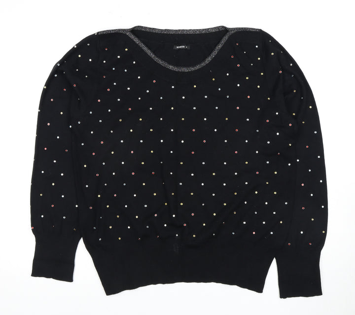 Roman Women's Black Knit T-Shirt Size 8