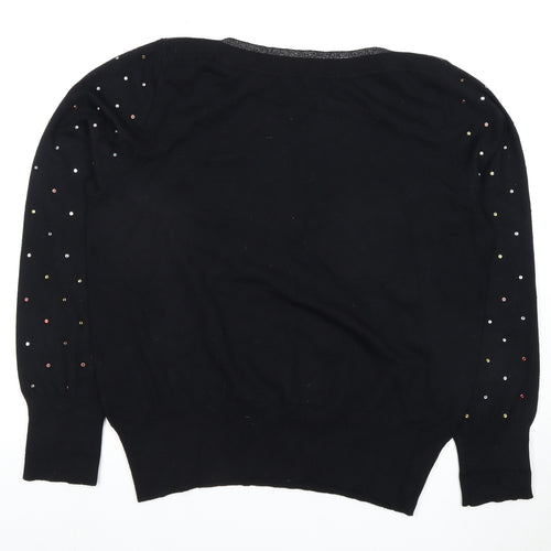 Roman Women's Black Knit T-Shirt Size 8