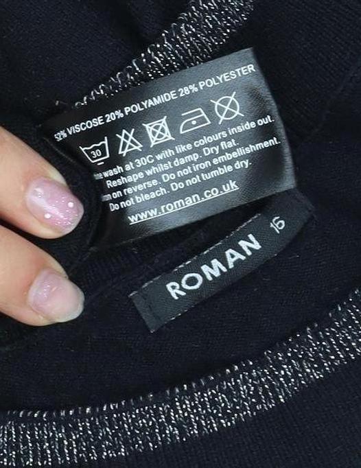 Roman Women's Black Knit T-Shirt Size 8