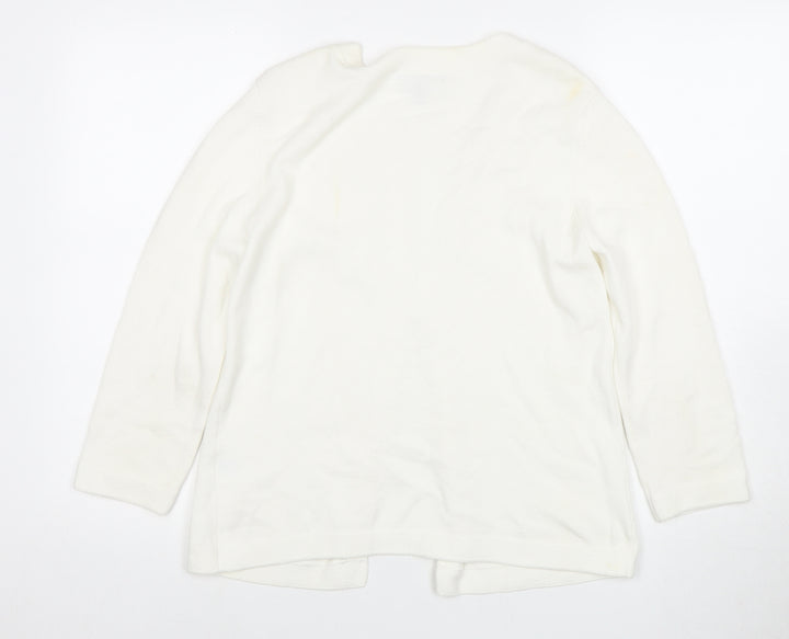 Lands' End Women's White Cardigan, Size S - Lightweight Knit