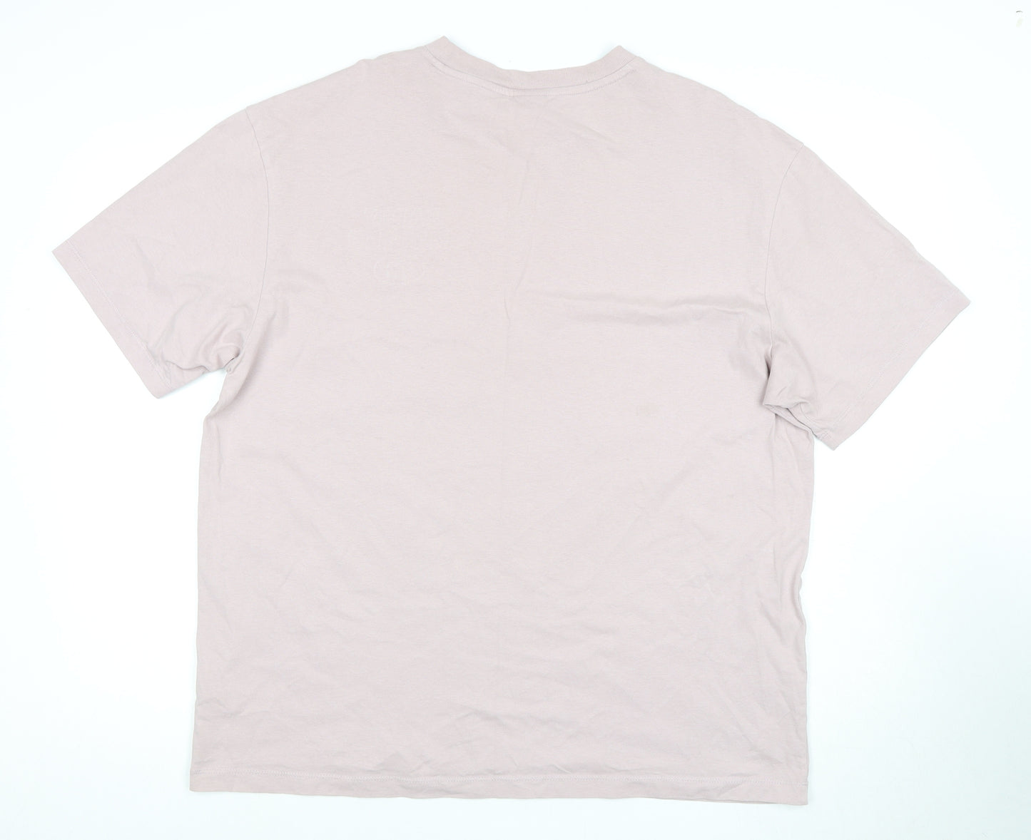 Bershka Men's Beige Crew Neck T-Shirt Size L