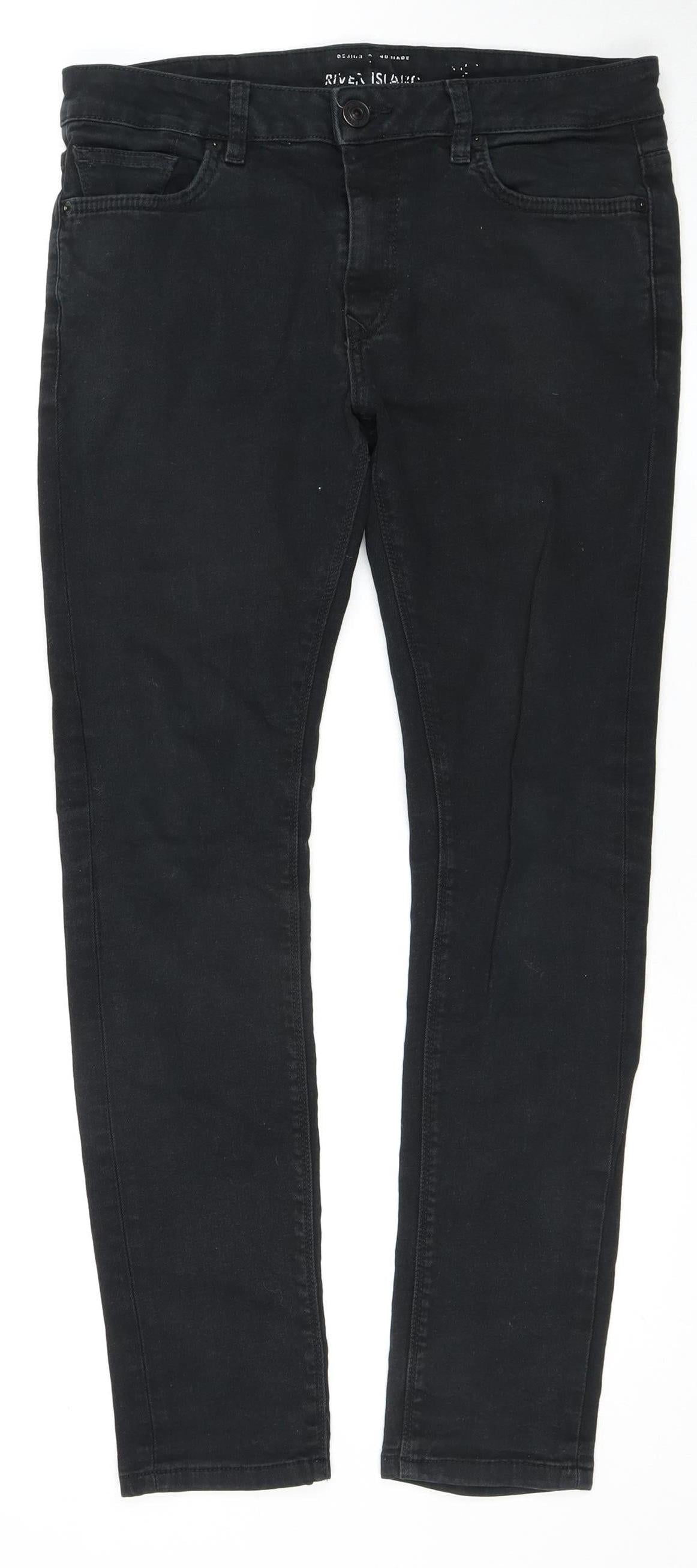 River Island Men's Black Skinny Jeans, Size 32 - Stylish & Comfy