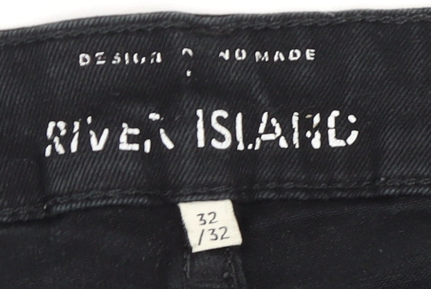 River Island Men's Black Skinny Jeans, Size 32 - Stylish & Comfy