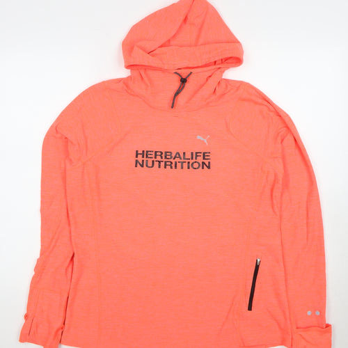 Puma Unisex Orange Hooded Pullover, Size 16, Long Sleeve