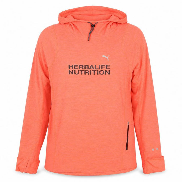 Front view of Puma unisex orange hooded pullover, size 16, long sleeve
