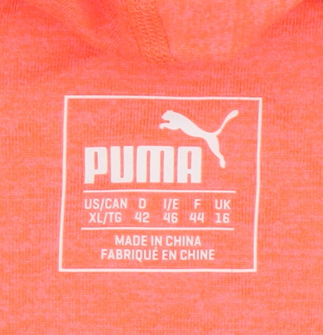 Puma Unisex Orange Hooded Pullover, Size 16, Long Sleeve