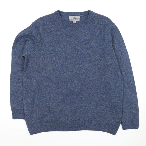 Marks and Spencer Men's Blue Wool Pullover Jumper XL