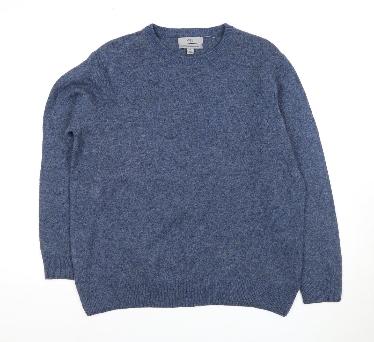 Marks and Spencer Men's Blue Wool Pullover Jumper XL