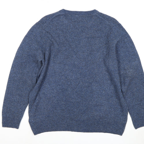 Marks and Spencer Men's Blue Wool Pullover Jumper XL