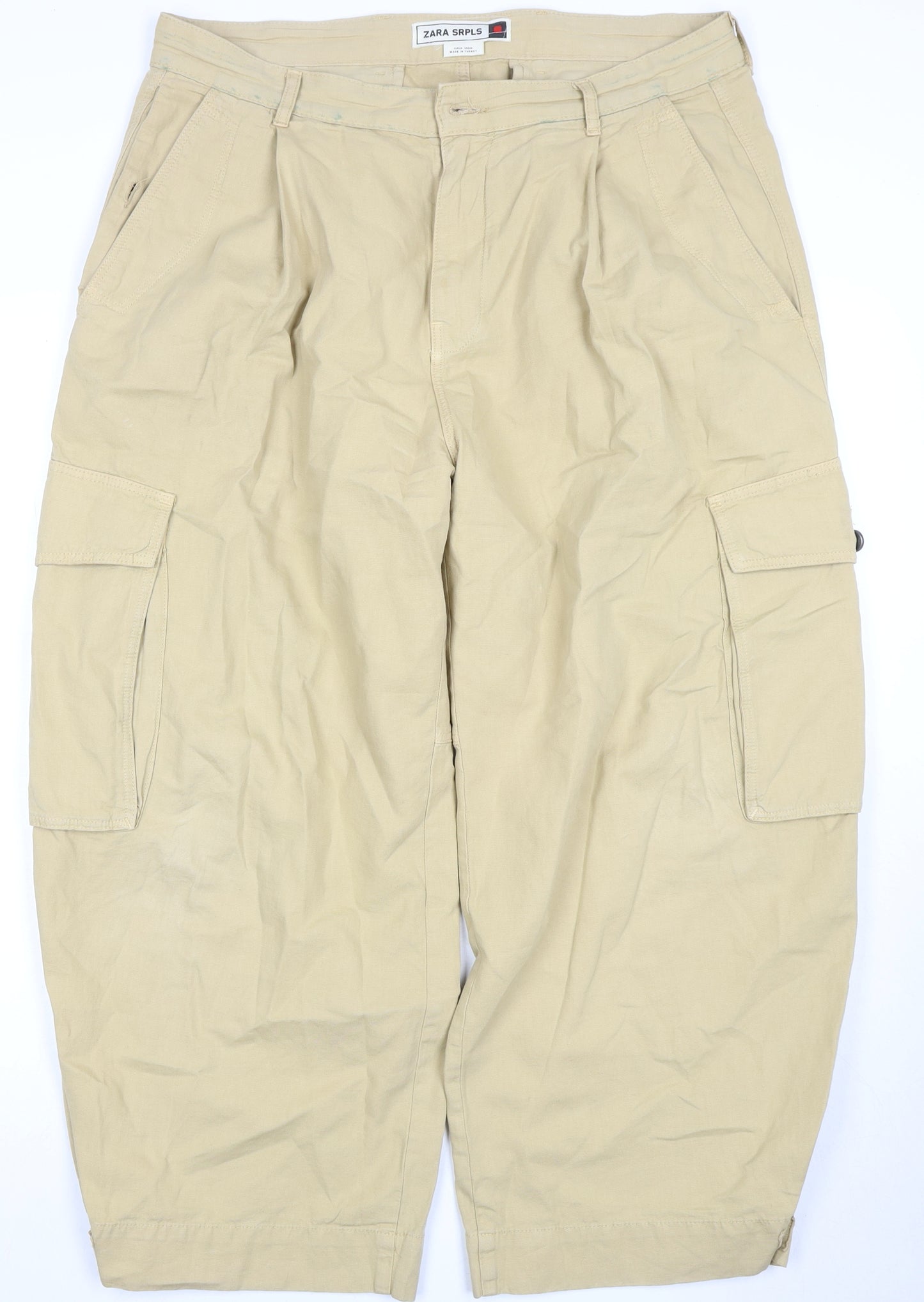 Zara Srpls Men's Beige Cargo Trousers Large